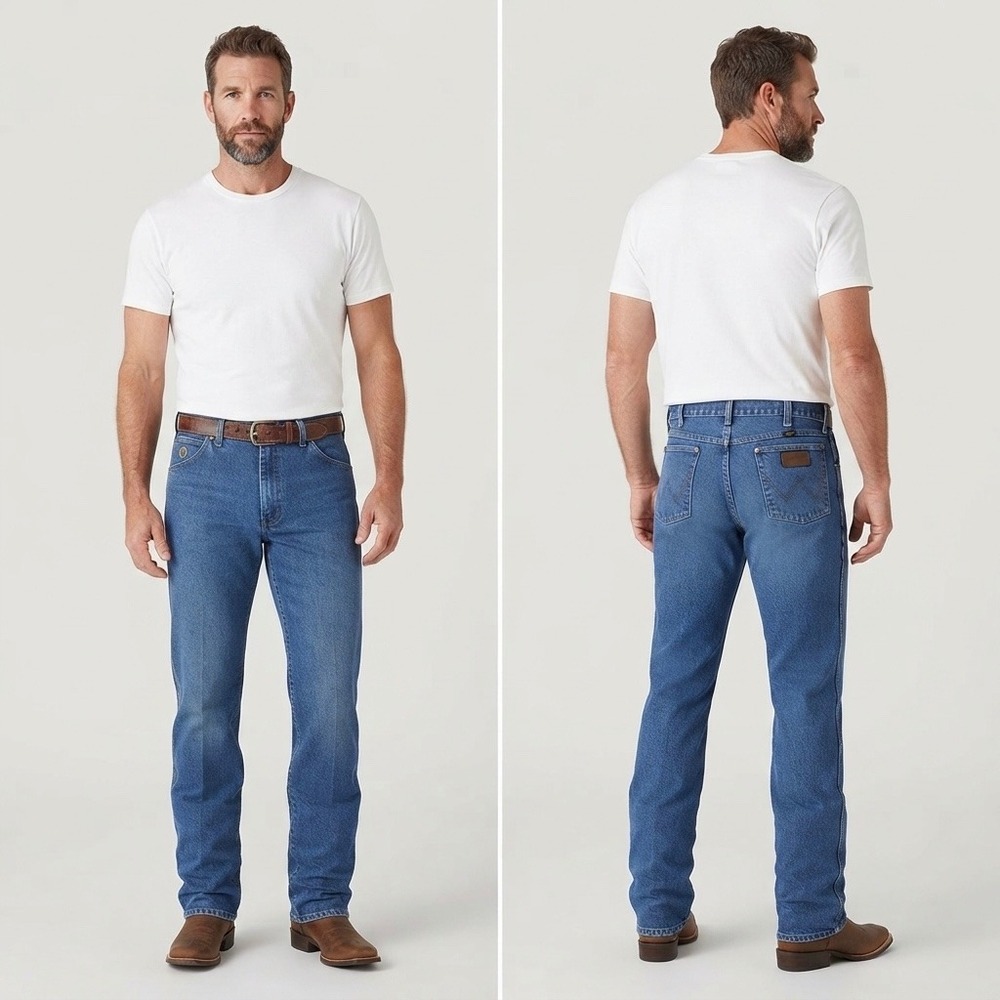 Wrangler George Strait Cowboy Cut Jeans Mens‎ 42x36 Blue Straight Leg 13MGSHD